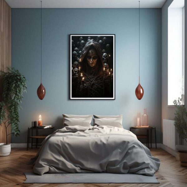 Dark Fantasy Witch Skulls And Candles Gothic Wall Art Print