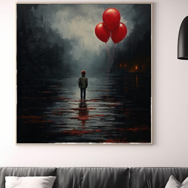 Boy With Balloon Halloween Horror Portrait Wall Art Print