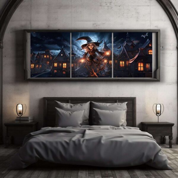 Witch in Town Halloween Triptych Poster Set
