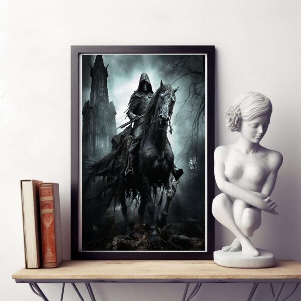 Demonic Grim Reaper & Horse Gothic Portrait Wall Art Print