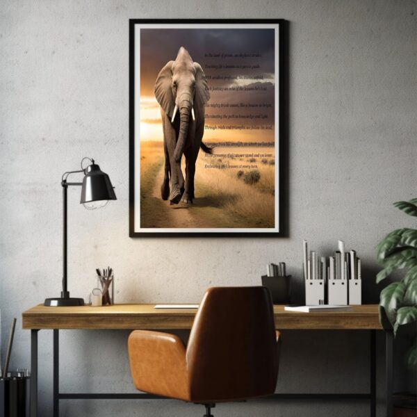 elephant inspirational wildlife wall art print