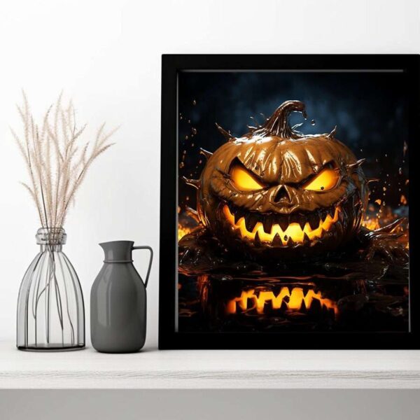 Jack O Lantern Scary Pumpkin Portrait Wall Art Print