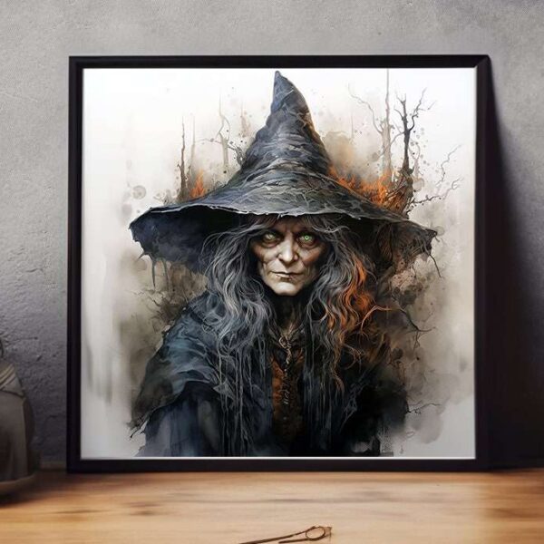 gothic witch portrait watercolour art print