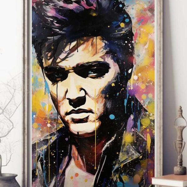 Elvis Watercolor Pop Portrait Wall Art Print