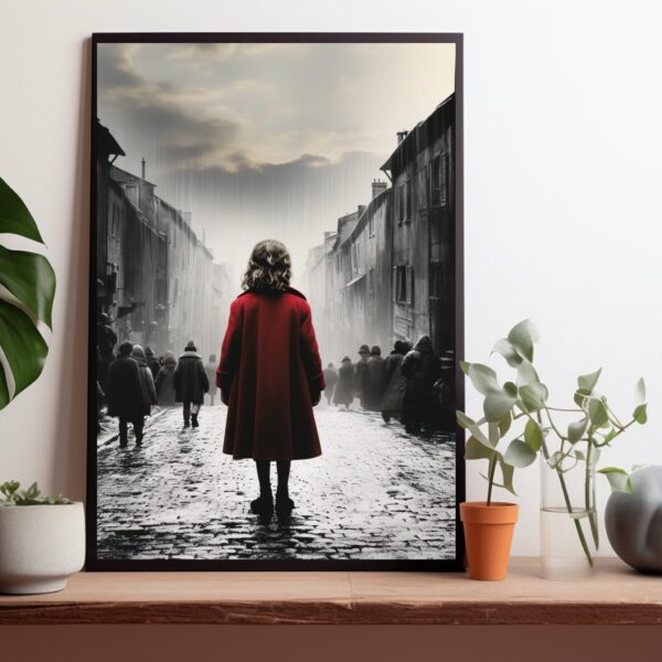 Girl In The Red Coat Portrait Wall Art Print