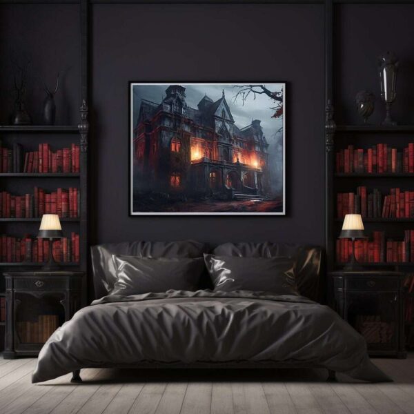 Halloween Haunted House Prints Haunted Rustic Wall Art Print