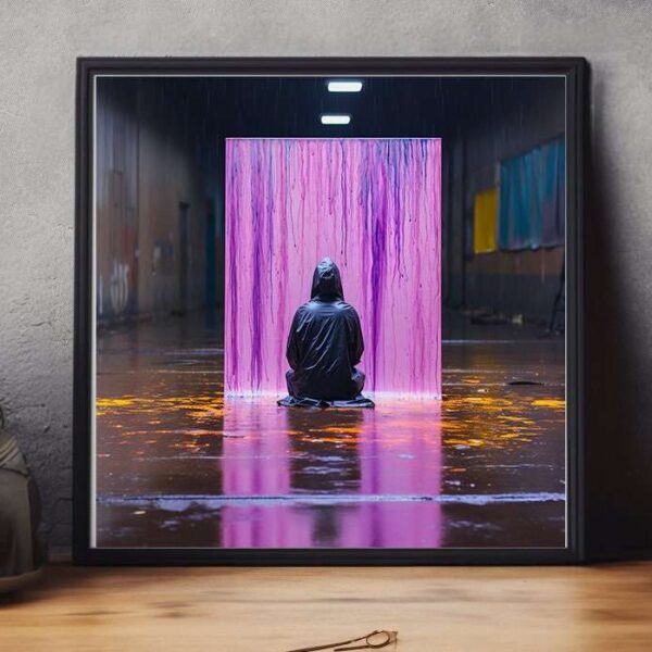 abstract digital art print in purple and rain tones