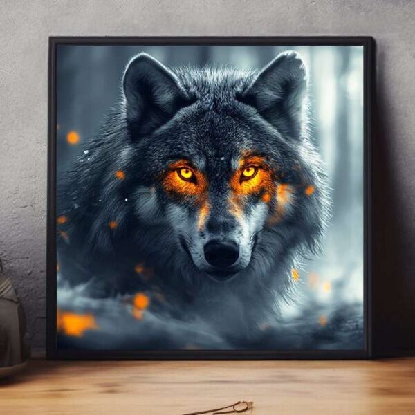 wolf wall art set featuring three wildlife digital prints