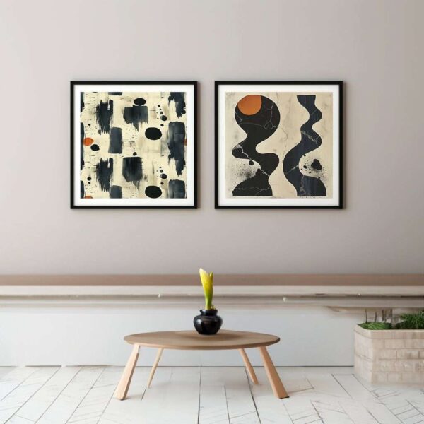 Minimalist Black And Beige Abstract Prints Gothic Wall Art Print