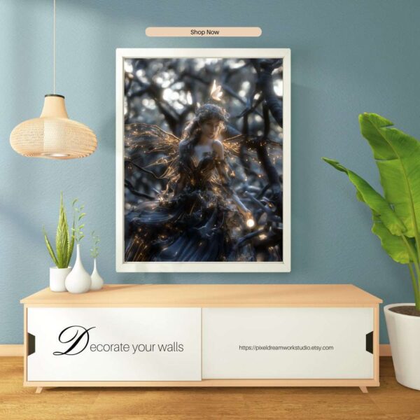 Enchanting Gothic Fairy Prints Dark Fantasy Portrait Wall Art Print