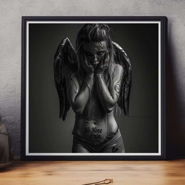 Dark Gothic Angel Prints Set Portrait Wall Art Print
