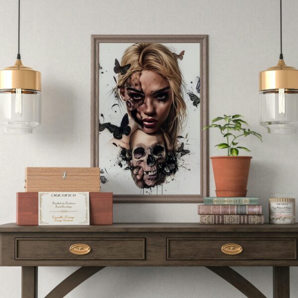 Dark Surrealism Butterfly Skull Portrait Wall Art Print