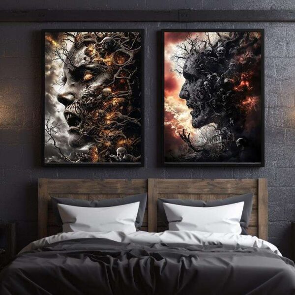 Dark Fantasy Horror Skull Portrait Wall Art Print
