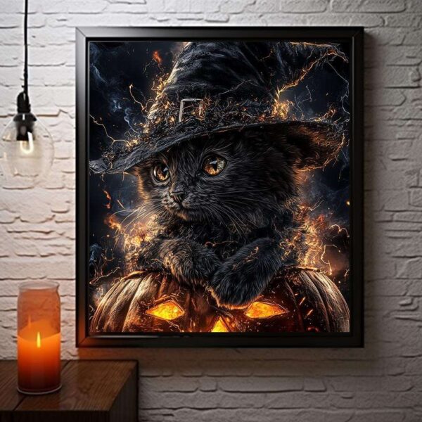 Cute Halloween Cat Wall Art
